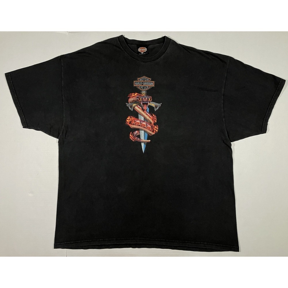Vintage Harley Davidson T Shirt Men's 3XL Snake Dagger Biker 2002 Las Vegas